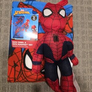 Marvel Spider-Man Plush Bath Buddy & Towel Set - Red, Blue, Black